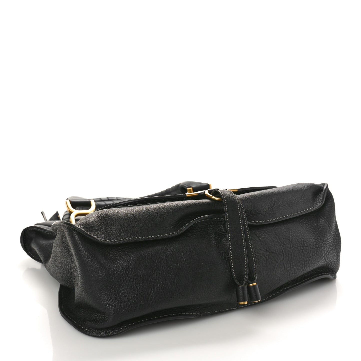 Calfskin Large Marcie Satchel Black