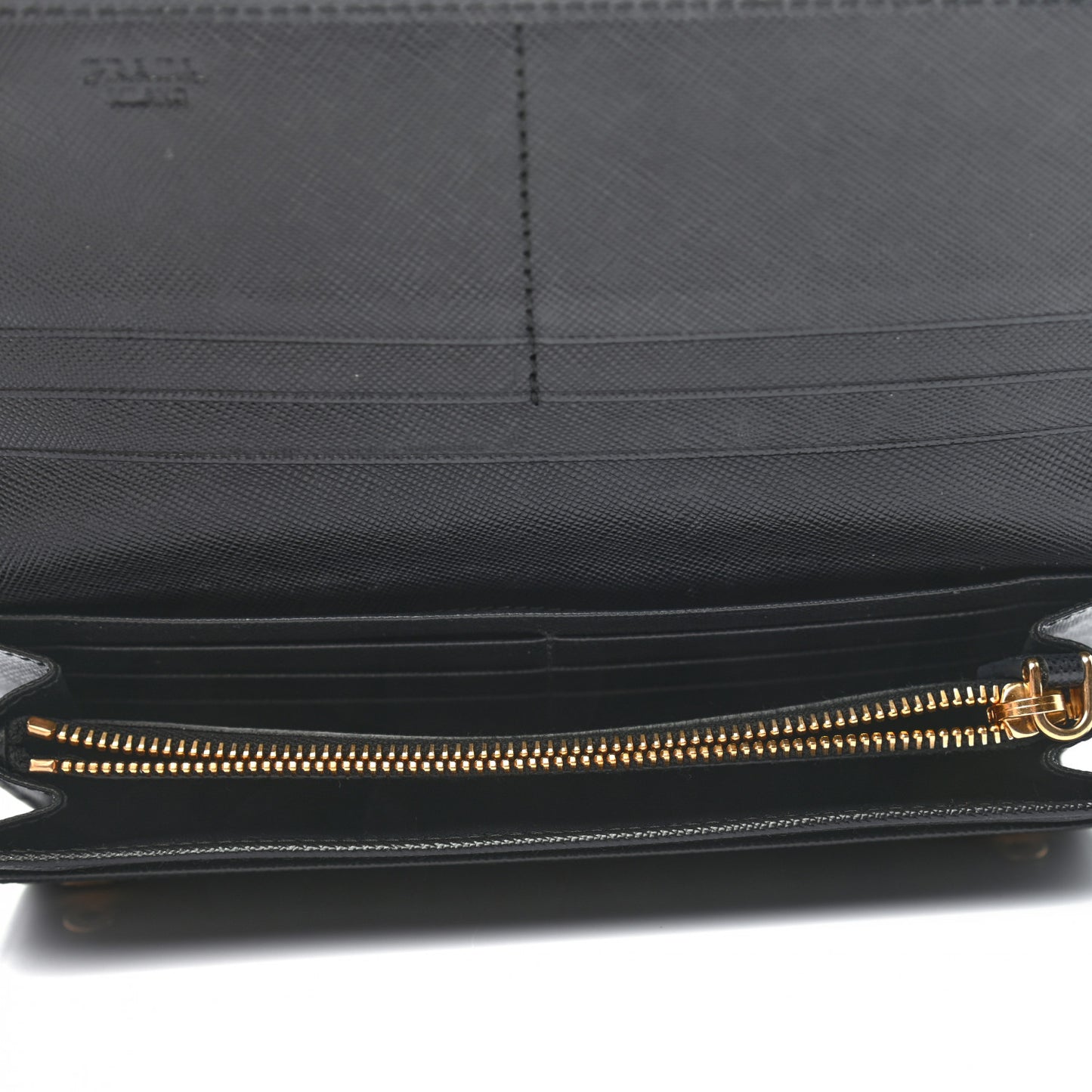 Saffiano Metal Bar Continental Flap Wallet Black