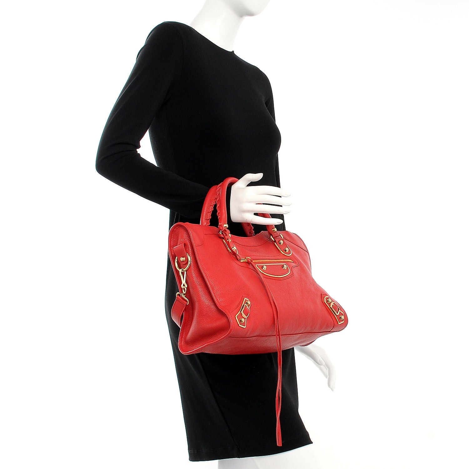 Balenciaga Chevre Gold Metallic Edge Hardware City Rouge Grenade 2 of 11