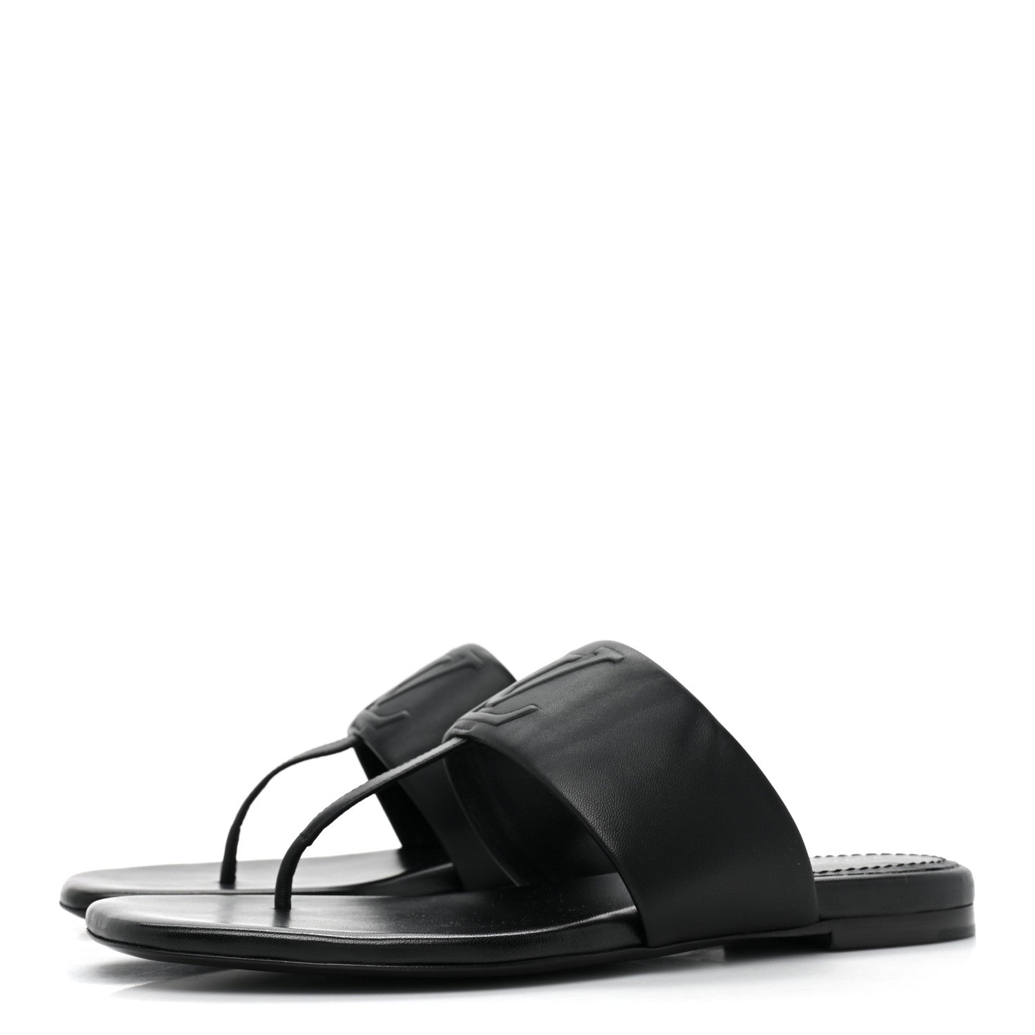 Louis Vuitton Lambskin Embossed Monogram Drapy Flat Thong Sandal 36.5 Black 3 of 8