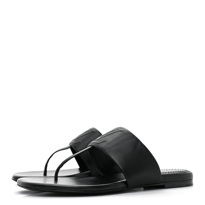 Louis Vuitton Lambskin Embossed Monogram Drapy Flat Thong Sandal 36.5 Black 3 of 8