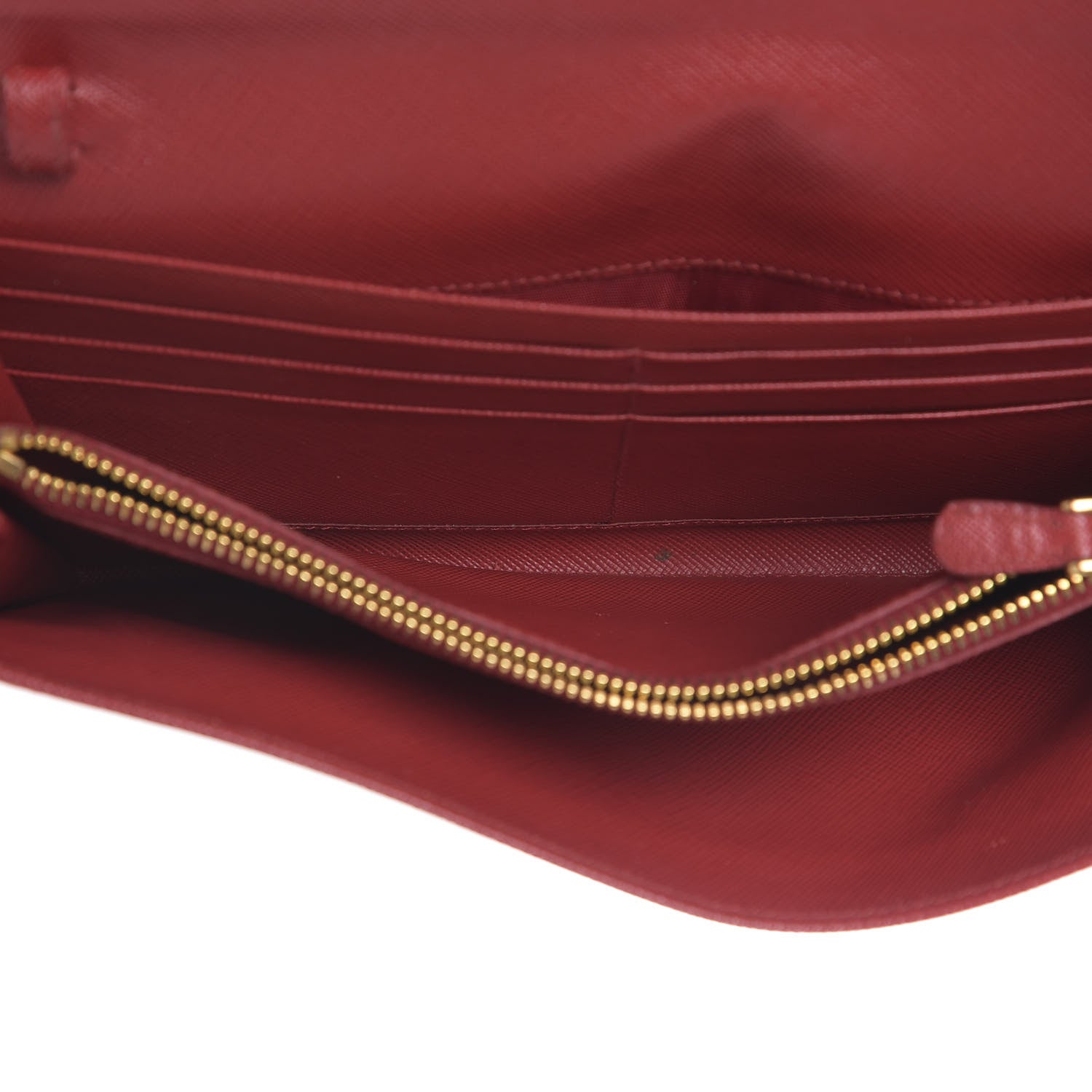 Prada Saffiano Metal Oro Chain Wallet Fuoco 5 of 11