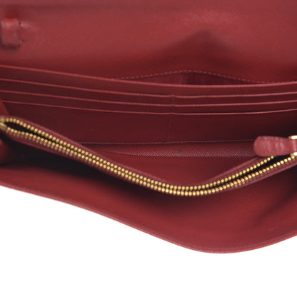 Prada Saffiano Metal Oro Chain Wallet Fuoco 5 of 11