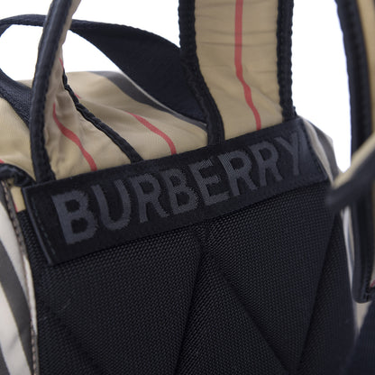 Burberry Nylon Icon Stripe Check Logo Print Backpack Natural 8 of 9