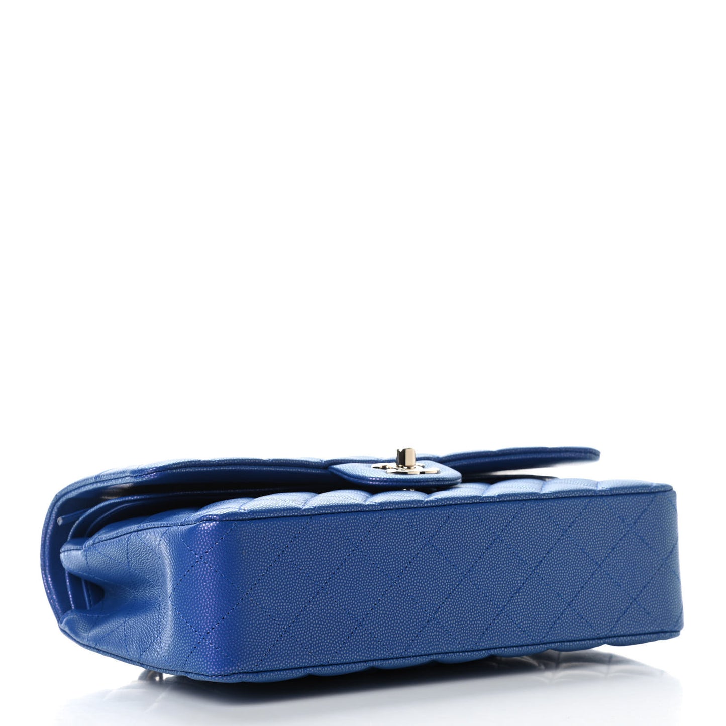 Caviar Quilted Medium Double Flap Blue