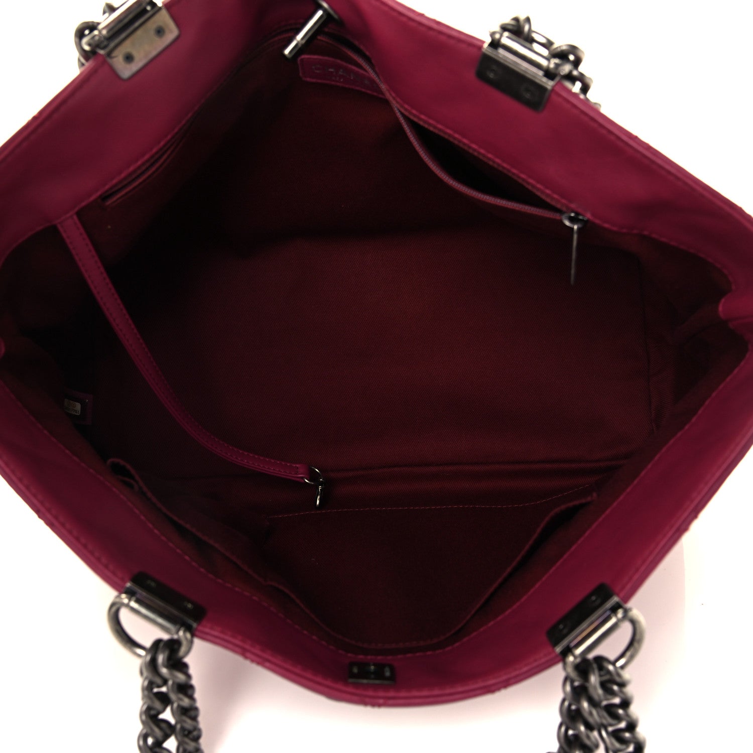 Chanel Calfskin Quilted Small Shopping In Chains Tote Dark Pink 5 of 10