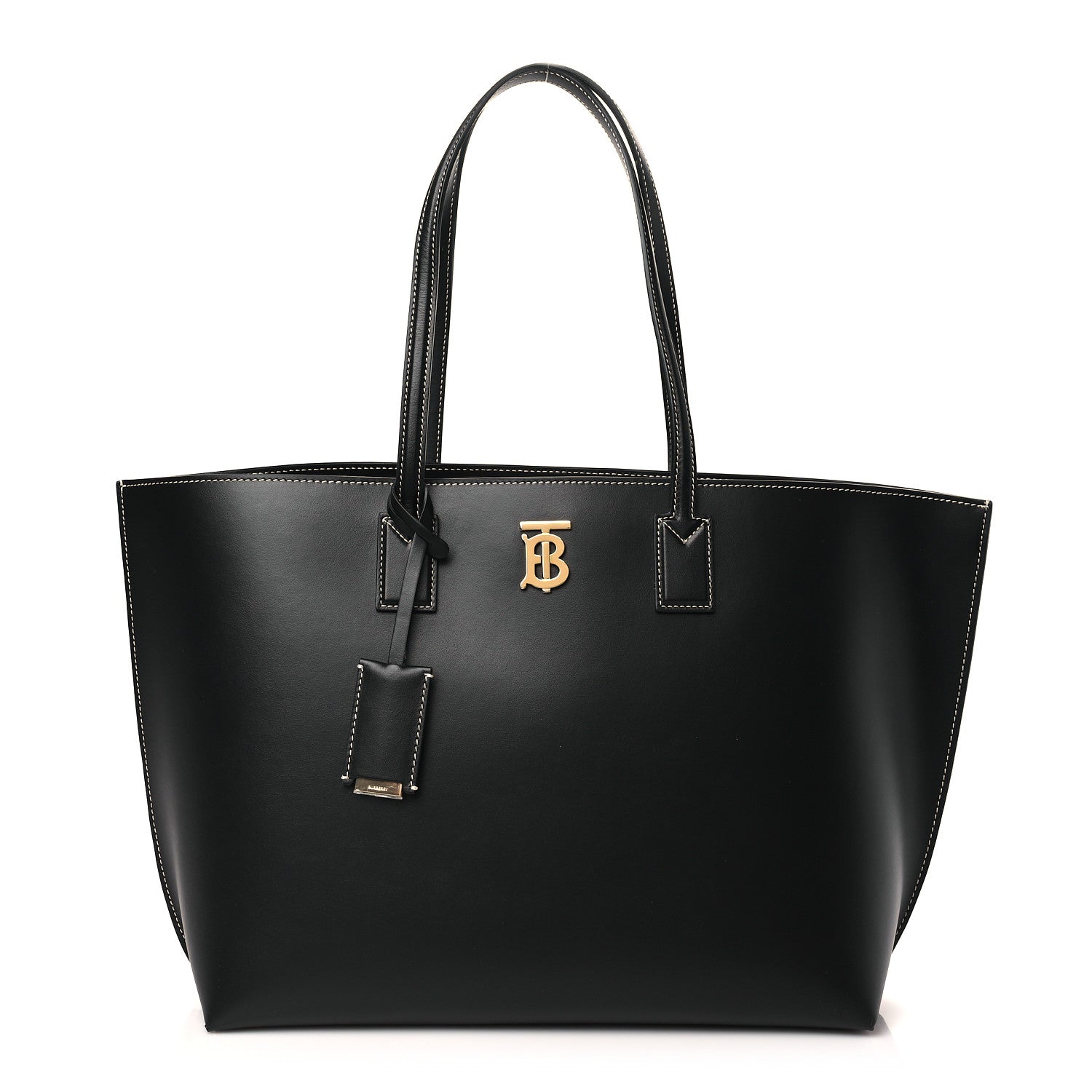 Burberry Calfskin Monogram Motif TB Medium Soft Tote Black 1 of 8