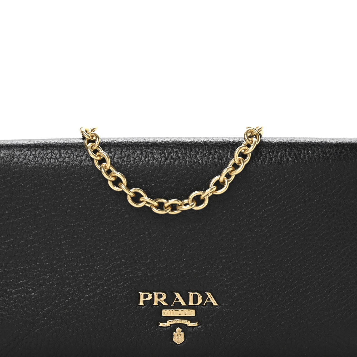 Prada Vitello Daino Metal Chain Wallet Black 7 of 11