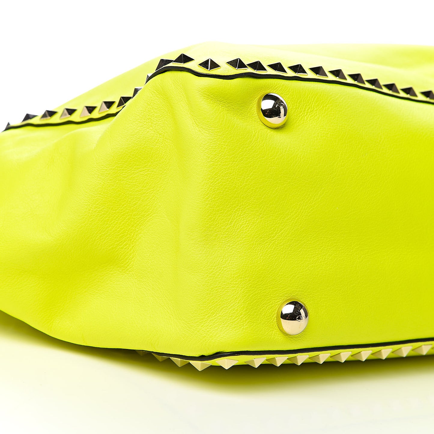 Vitello Medium Rockstud Tote Yellow Fluo