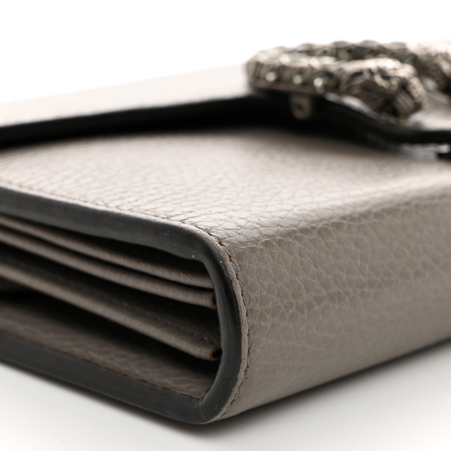 Gucci Dollar Calfskin Crystal Mini Dionysus Chain Wallet Dusty Grey Black Diamond 8 of 9