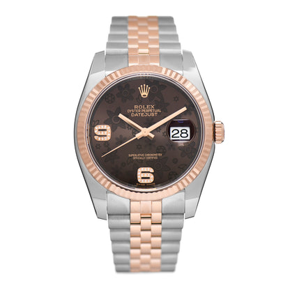 Rolex Stainless Steel 18K Everose Gold Diamond 36mm Oyster Perpetual Datejust Watch Chocolate Flowers 116231 1 of 5