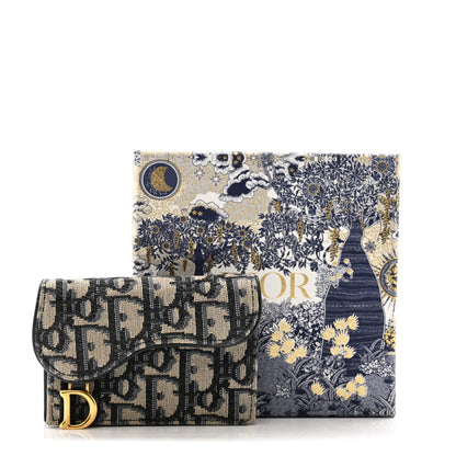 Christian Dior Oblique Saddle Card Holder Blue 11 of 11