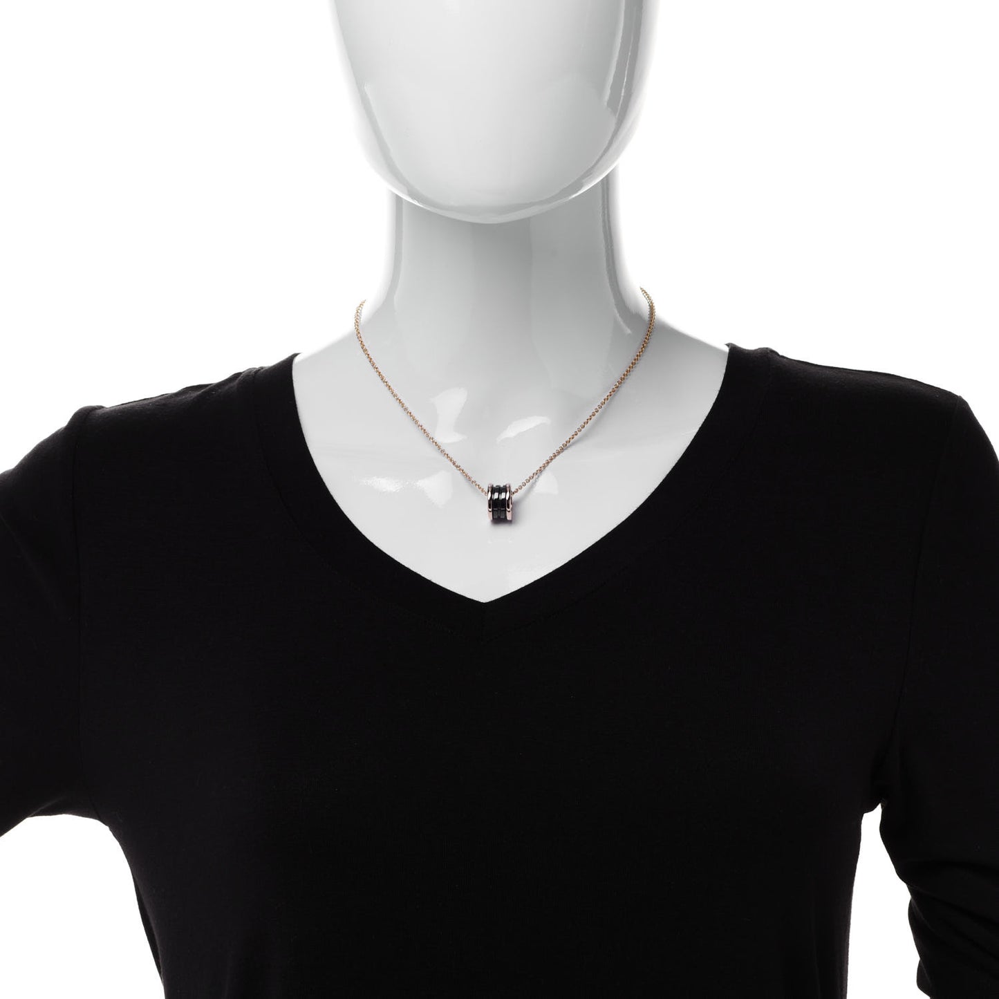18K Rose Gold Black Ceramic B.Zero1 Pendant Necklace