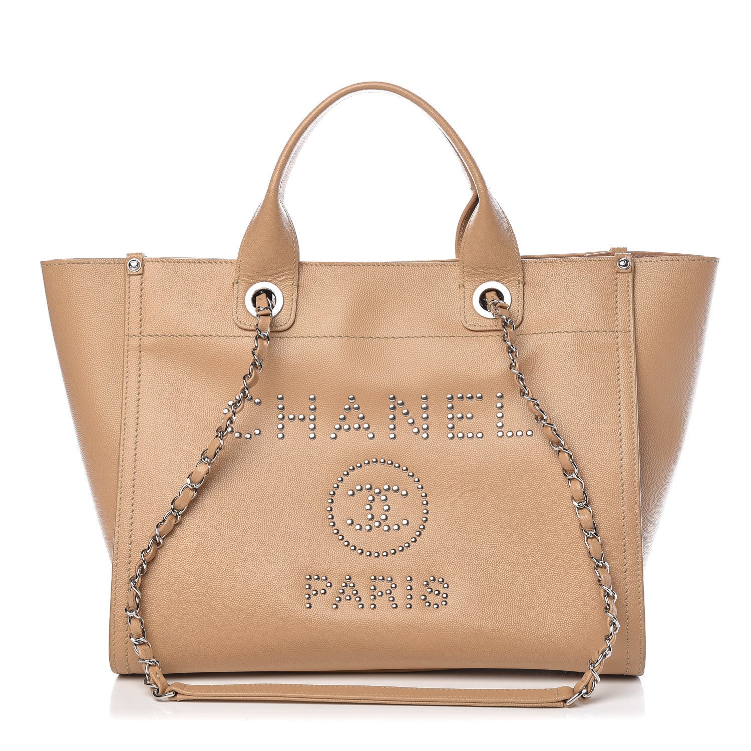 Chanel Caviar Small Studded Deauville Tote Beige 1 of 13