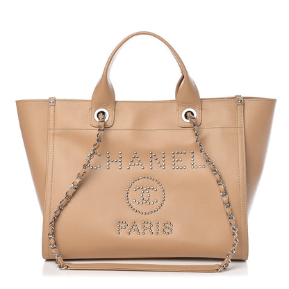 Chanel Caviar Small Studded Deauville Tote Beige 1 of 13