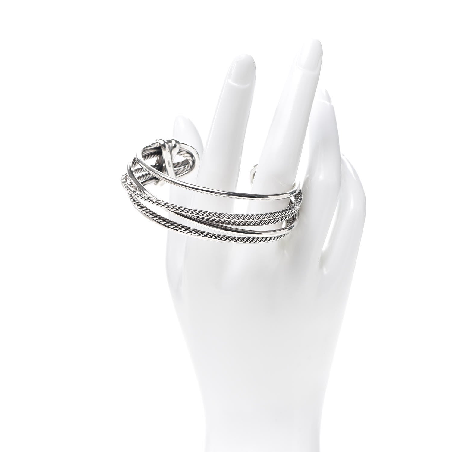 David Yurman Sterling Silver Narrow Crossover Cuff Bracelet 2 of 6
