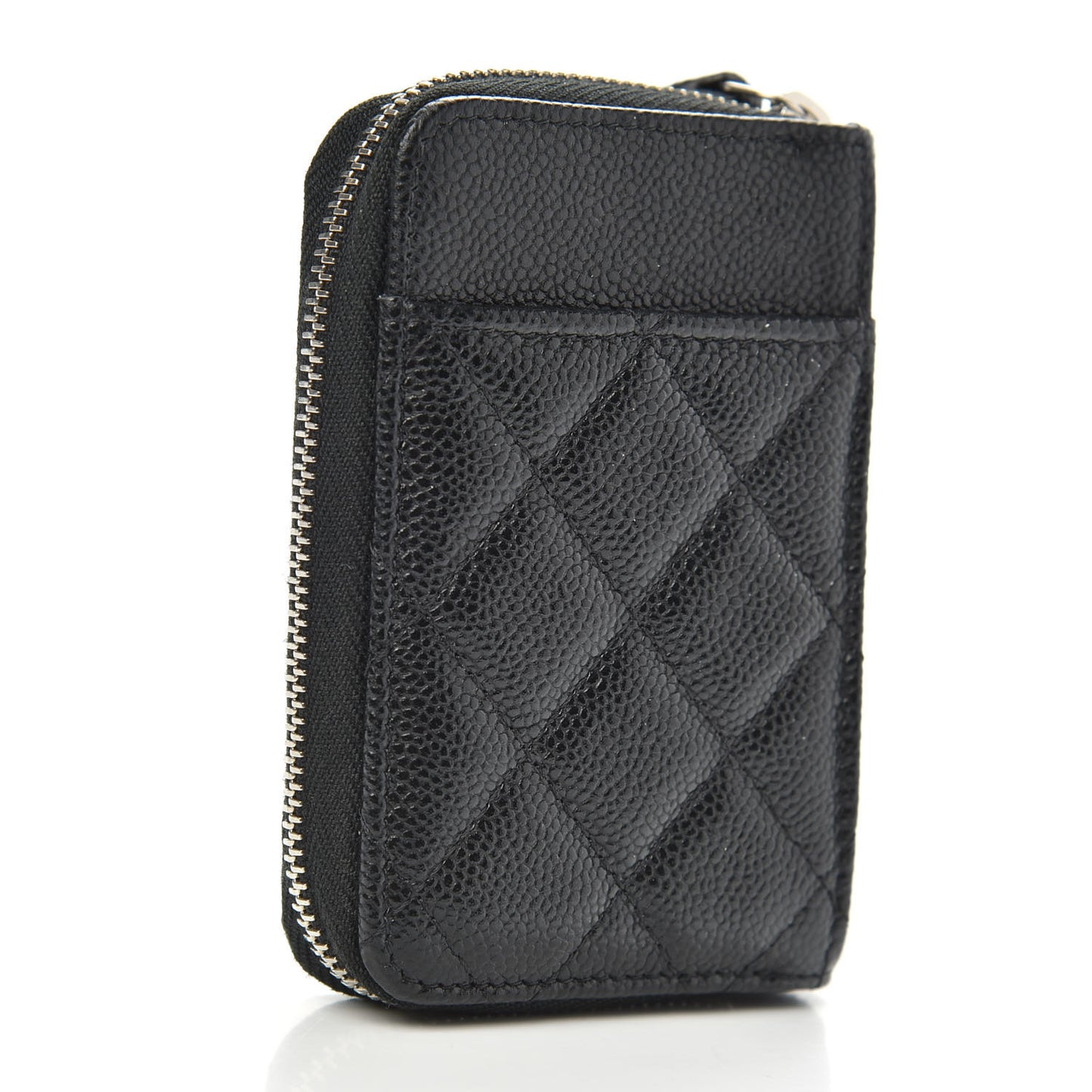 Caviar Quilted Zip Card Holder Black