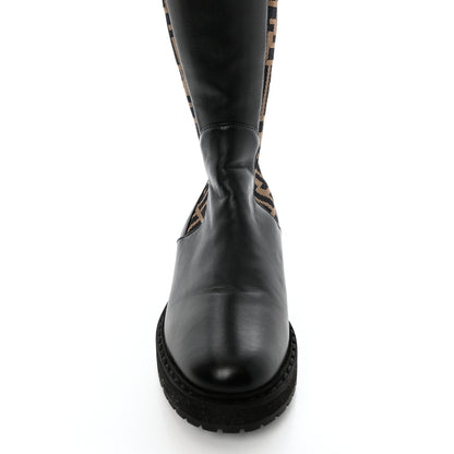 Fendi Nappa Microfiber Fabric FF Rockoko Tall Boots 35 Black Tobacco 9 of 10