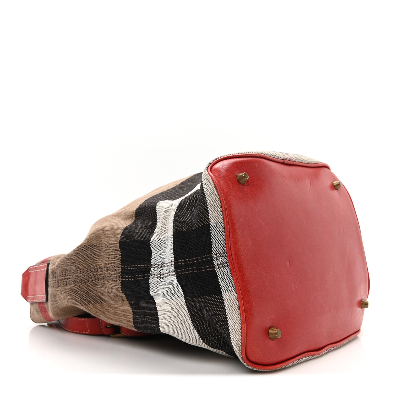 Burberry Canvas Mega Check Medium Ashby Bucket Bag Red 8 of 10