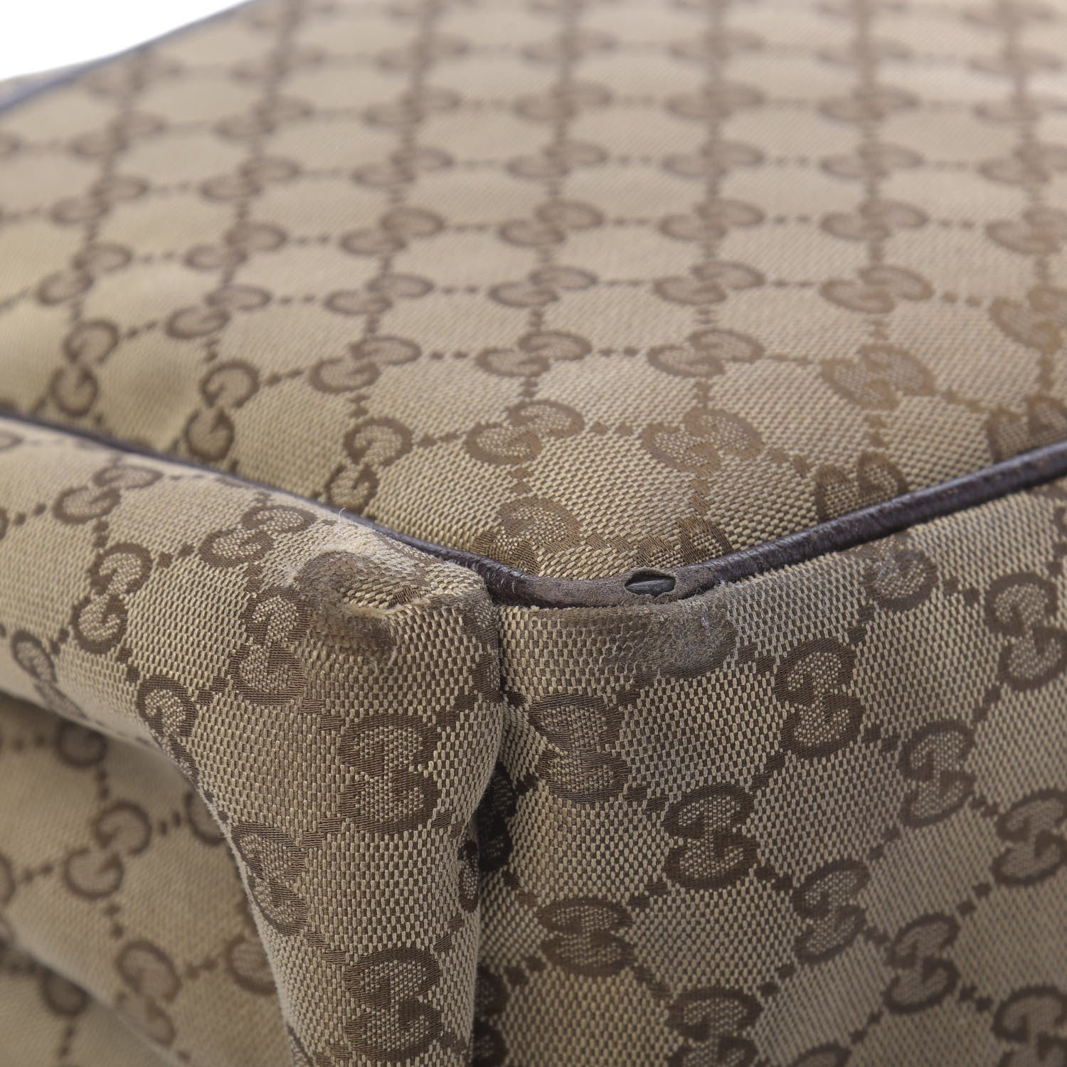 Gucci Monogram Natural Pigskin Large Diaper Bag Beige Ebony Cocoa Dark Chocolate 23 of 23
