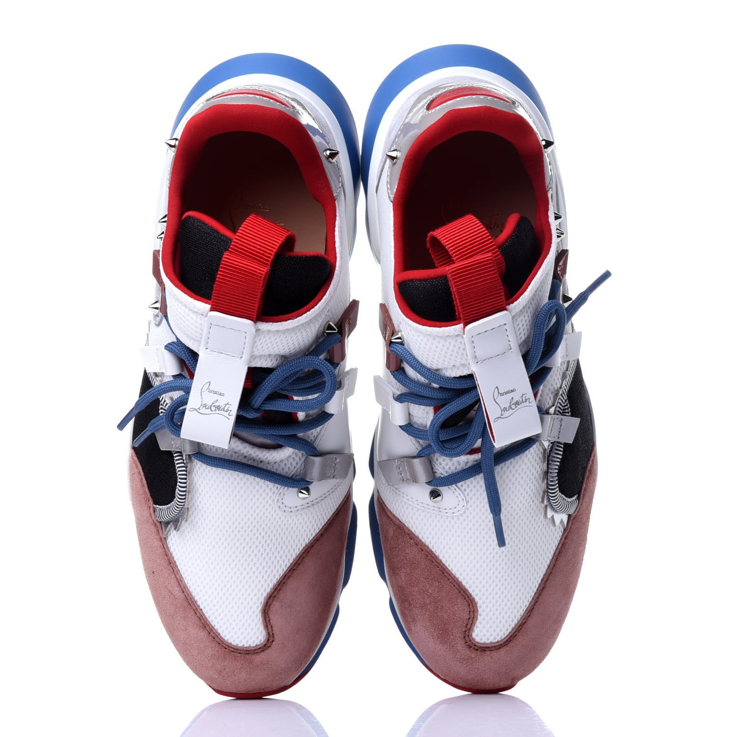 Mesh Suede Red Runner Flat Sneaker 40 Multicolor