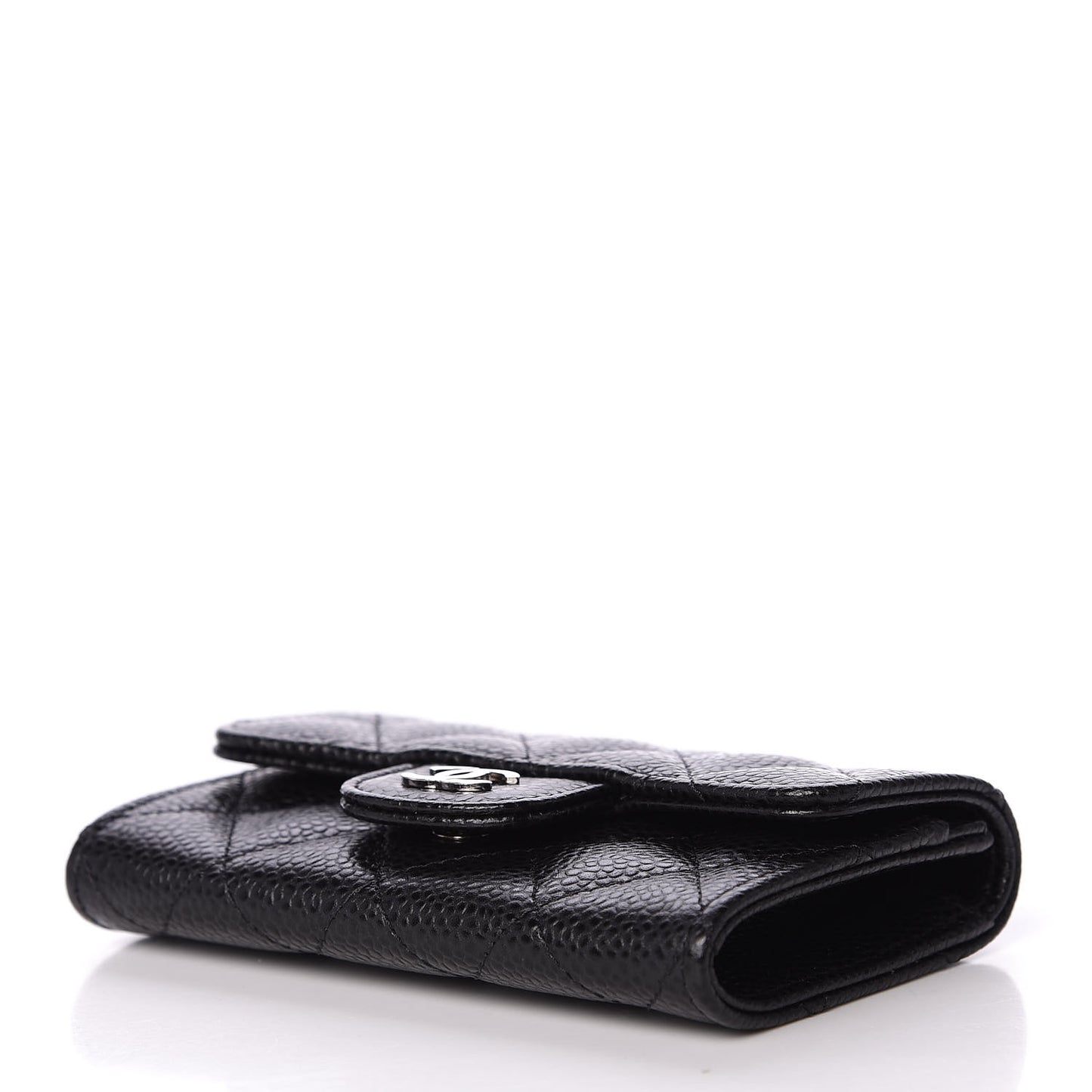 Caviar Quilted Flap Card Holder Black