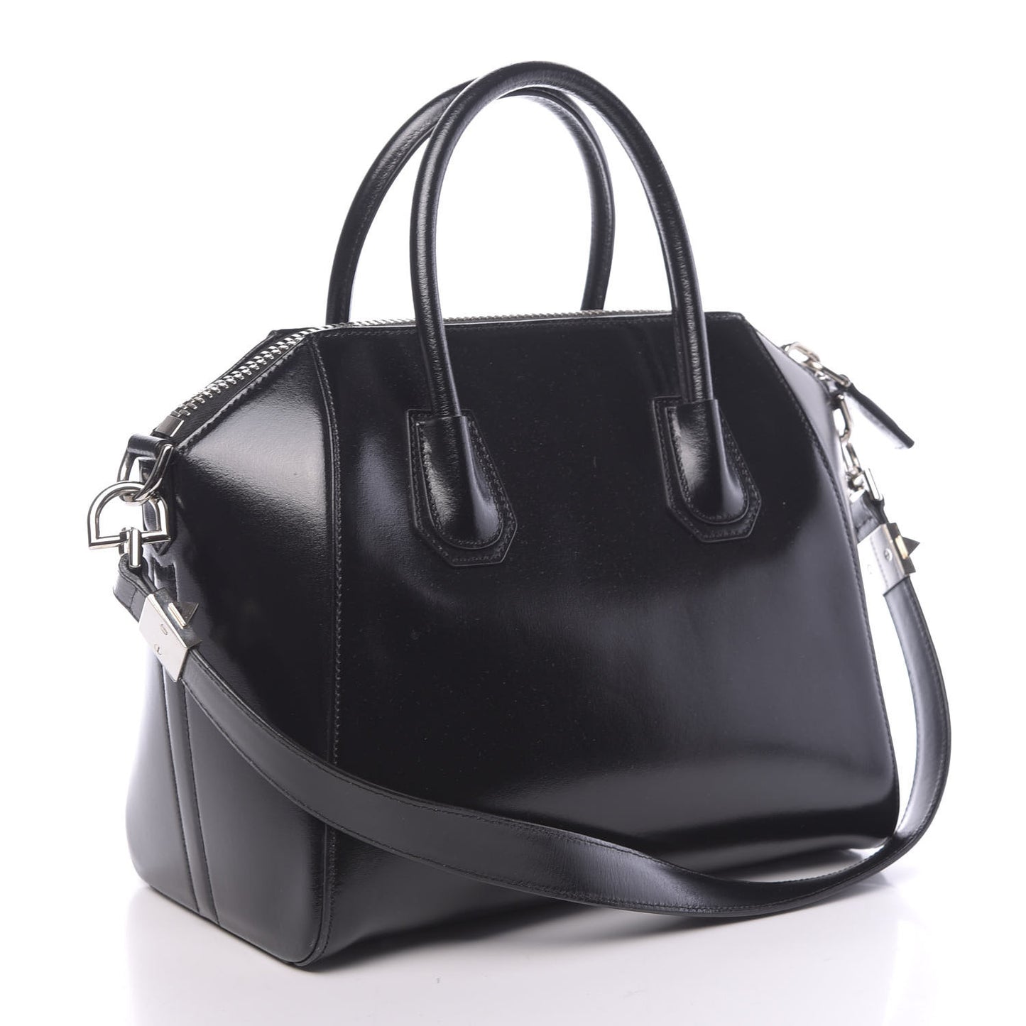 Shiny Lord Calfskin Small Antigona Black