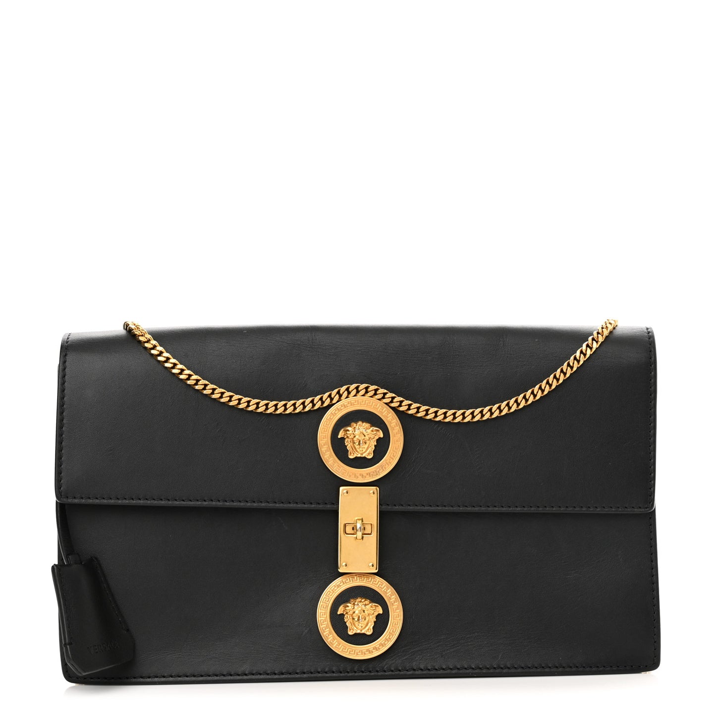 Nappa Medusa Chain Clutch Black