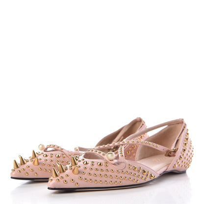 Gucci Malaga Kid Studded Pointed Toe Unia Flats 37 Perfect Pink 3 of 9