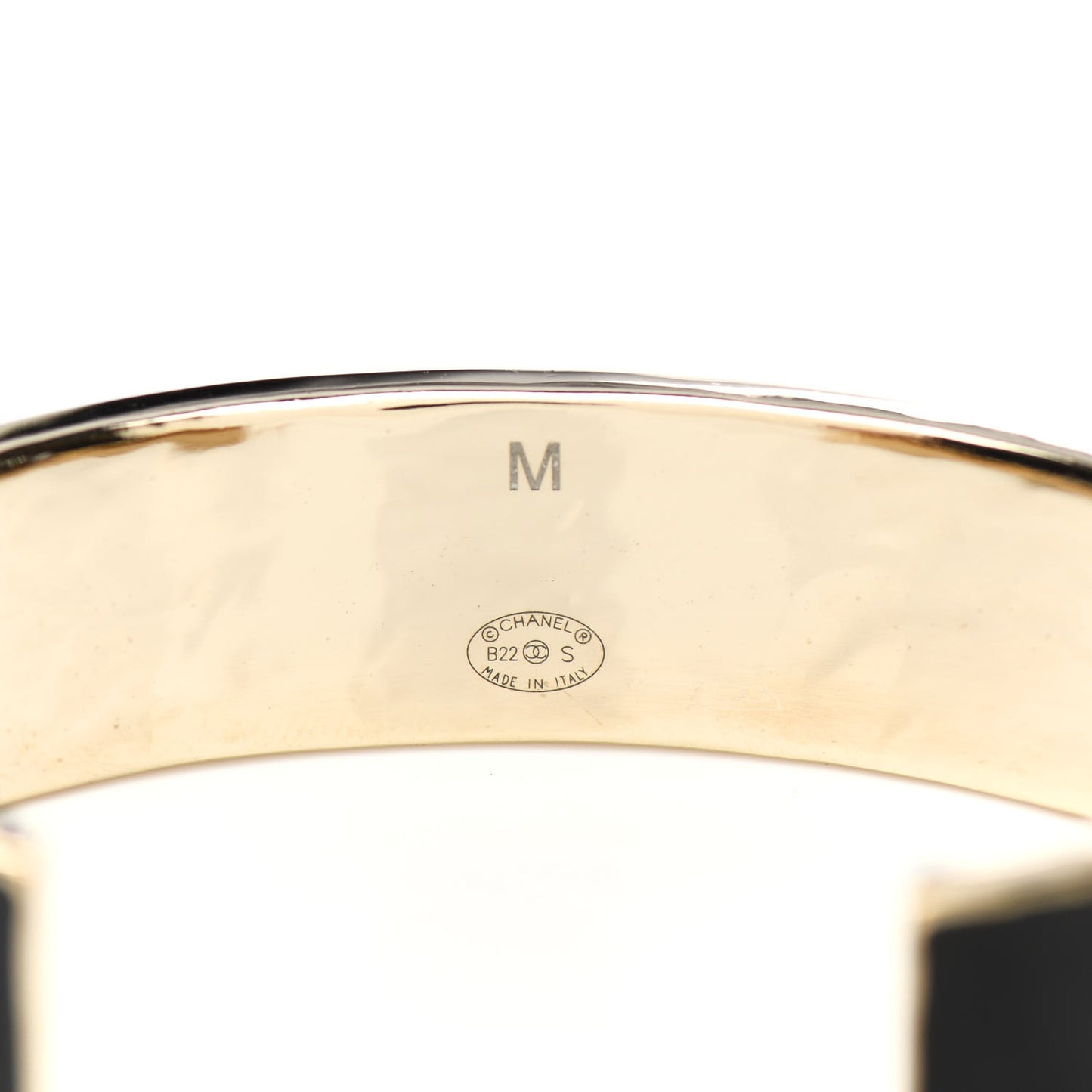 Metal Enamel Chanel Logo Cuff Bracelet M Black