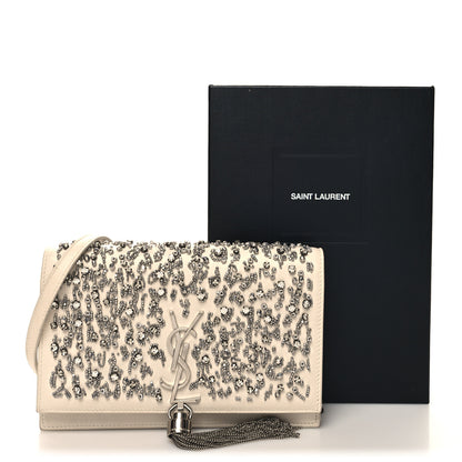 Saint Laurent Calfskin Bead Embellished Kate Monogram Tassel Chain Wallet White 15 of 15