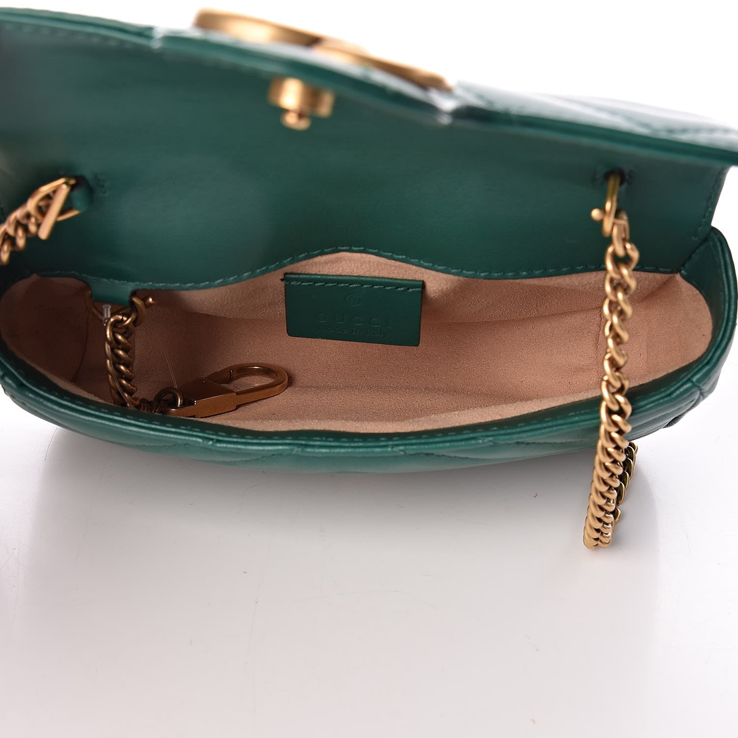 Gucci Calfskin Matelasse Super Mini GG Marmont Shoulder Bag Emerald Green 5 of 9