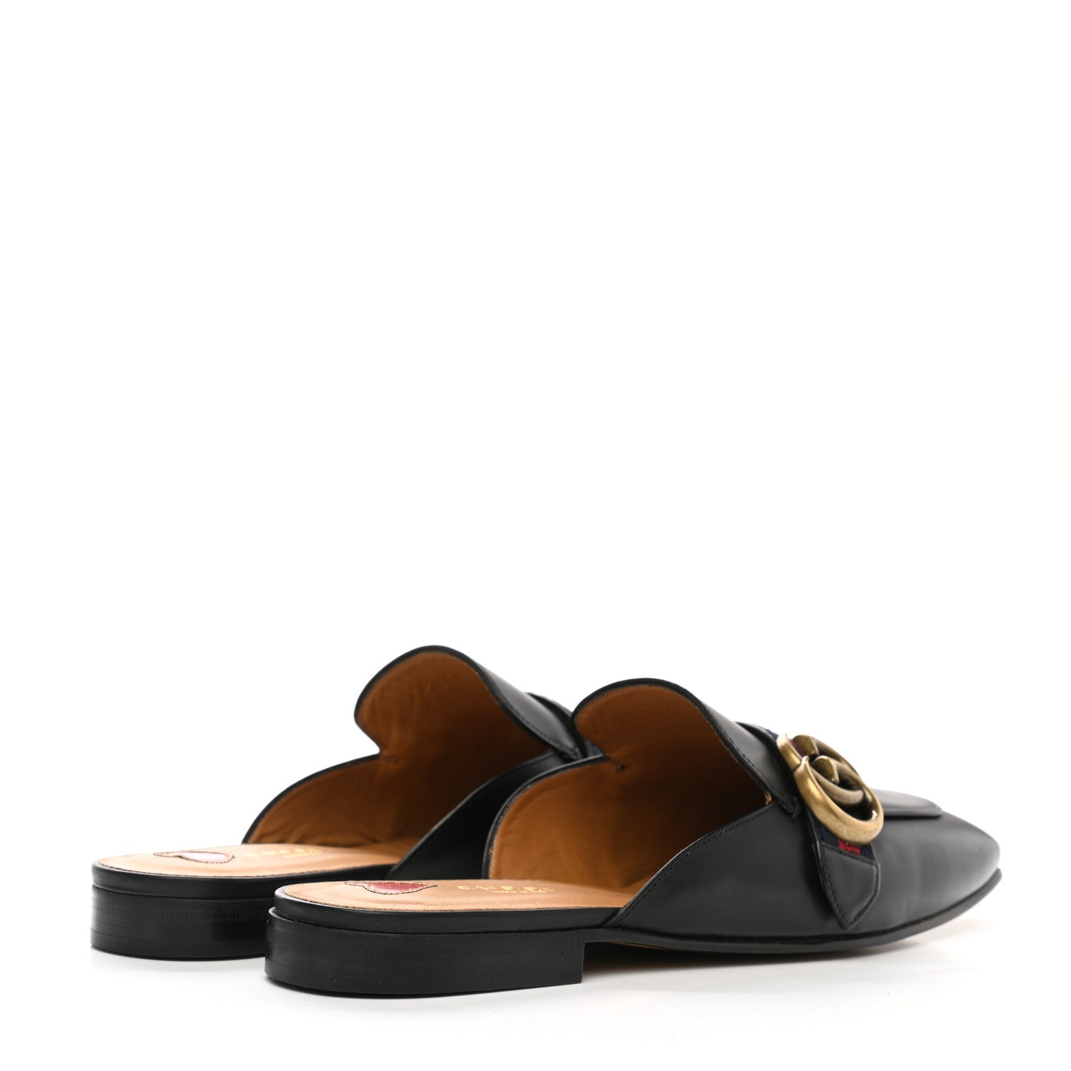 Gucci Calfskin Web Womens Peyton GG Slippers 37.5 Black 6 of 9