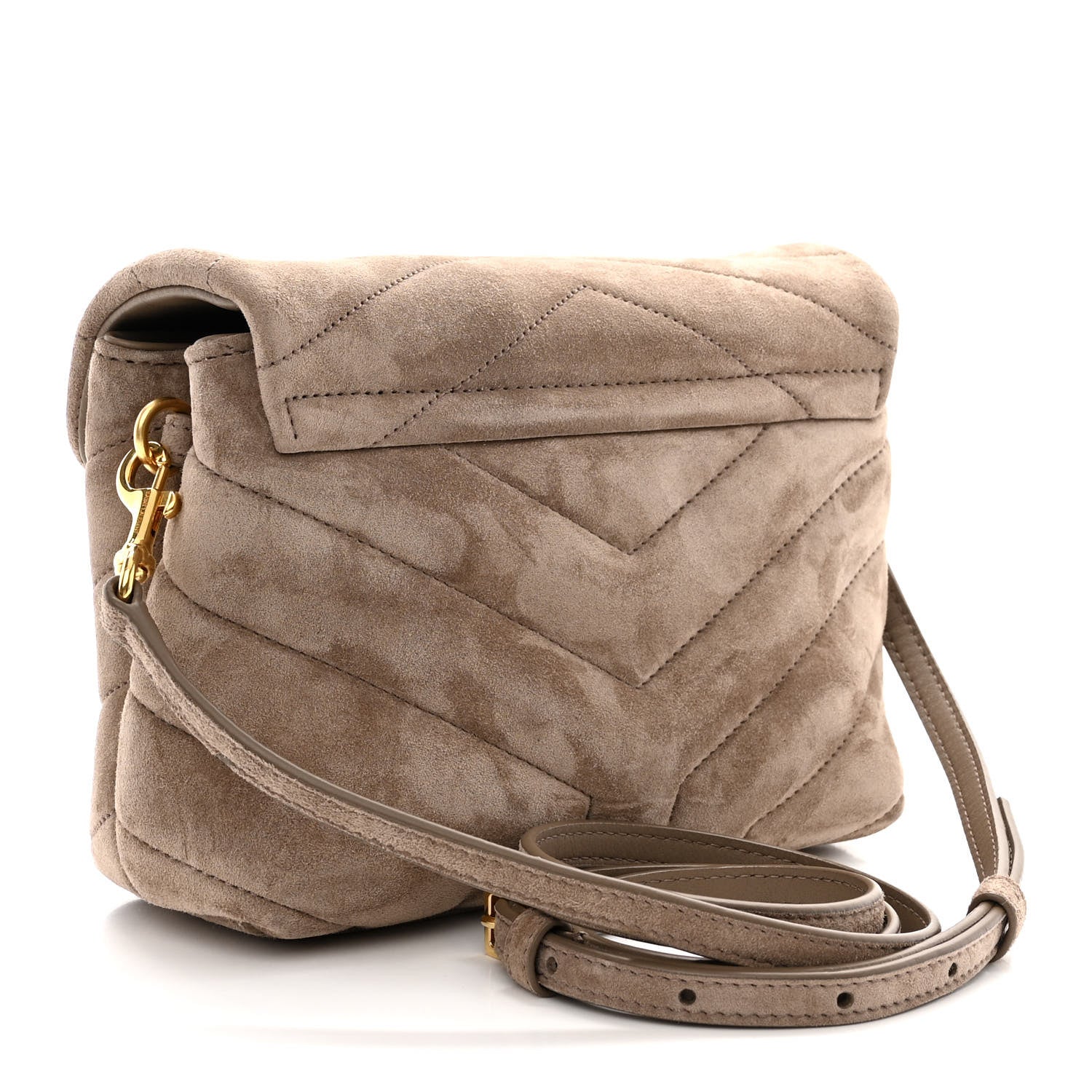 Saint Laurent Suede Toy Loulou Shoulder Bag Taupe 3 of 11