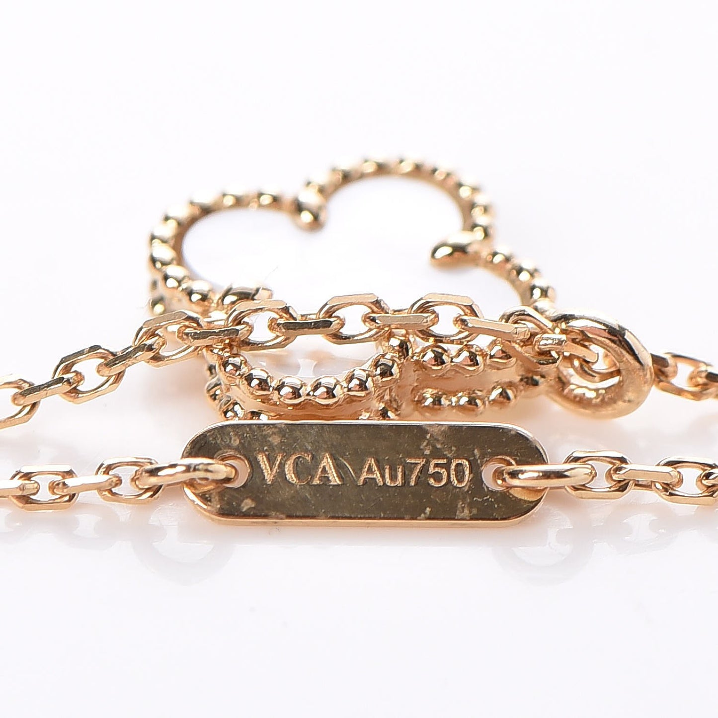 18K Yellow Gold Mother of Pearl Sweet Alhambra Pendant Necklace