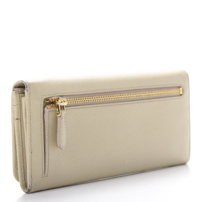 Prada Saffiano Metal Continental Flap Wallet Cera 3 of 13