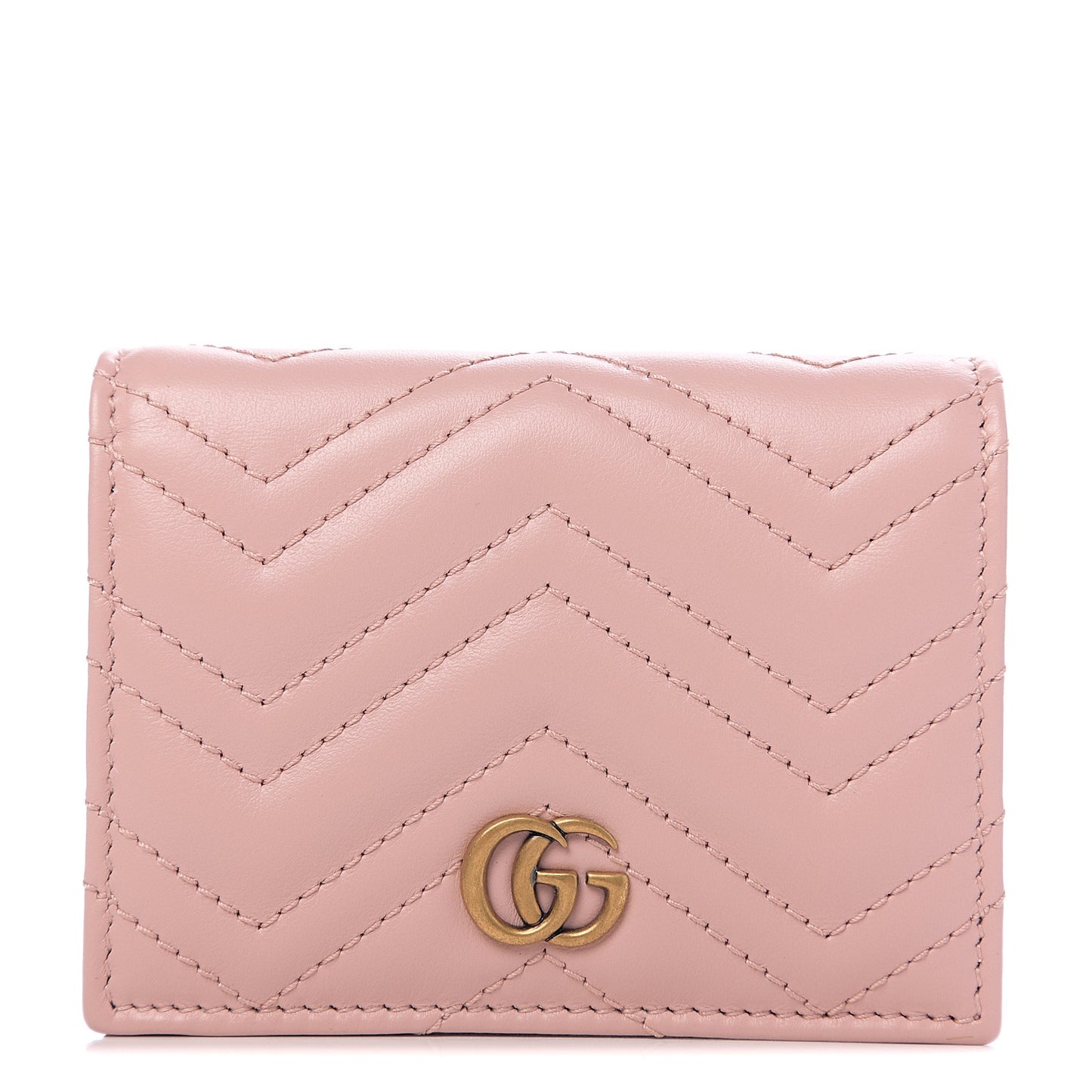 Calfskin Matelasse GG Marmont Card Case Wallet Perfect Pink