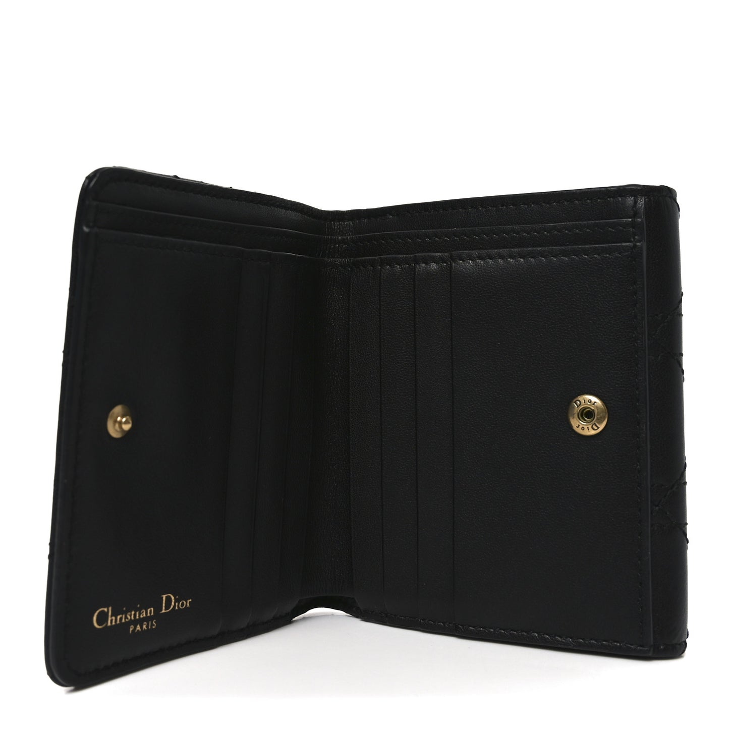 Lambskin Cannage Dioraddict Flap Wallet Black