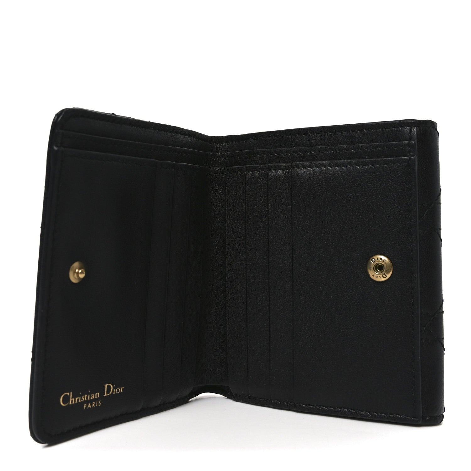 Christian Dior Lambskin Cannage Dioraddict Flap Wallet Black 5 of 6