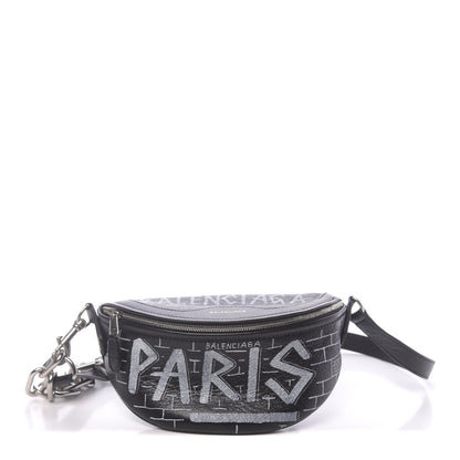 Balenciaga Agneau Arena Graffiti All Over XXS Souvenir Belt Bag Black White 1 of 10