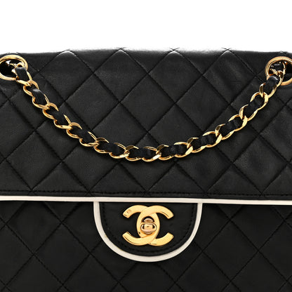 Chanel Lambskin Quilted Single Flap Black White 8 of 15