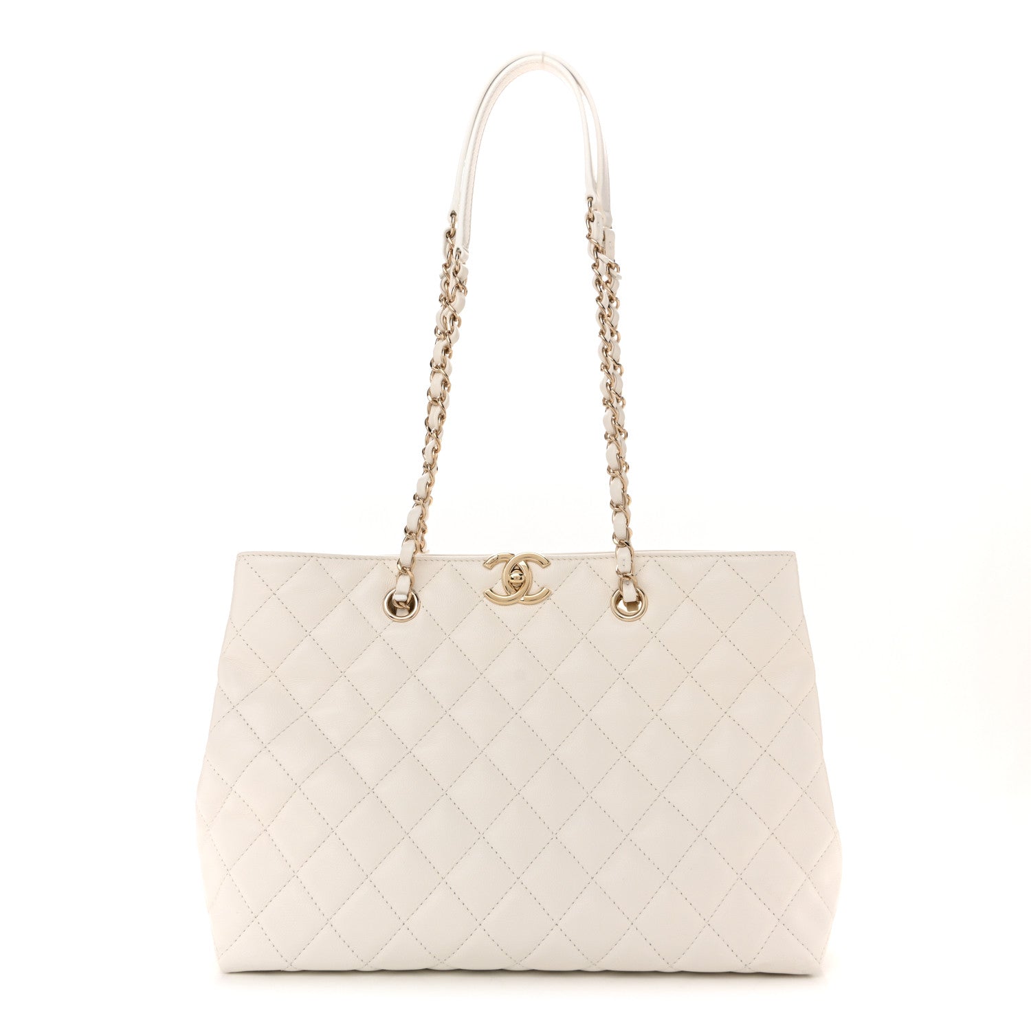 Chanel Caviar Quilted Small Shopping Tote White 1 of 13