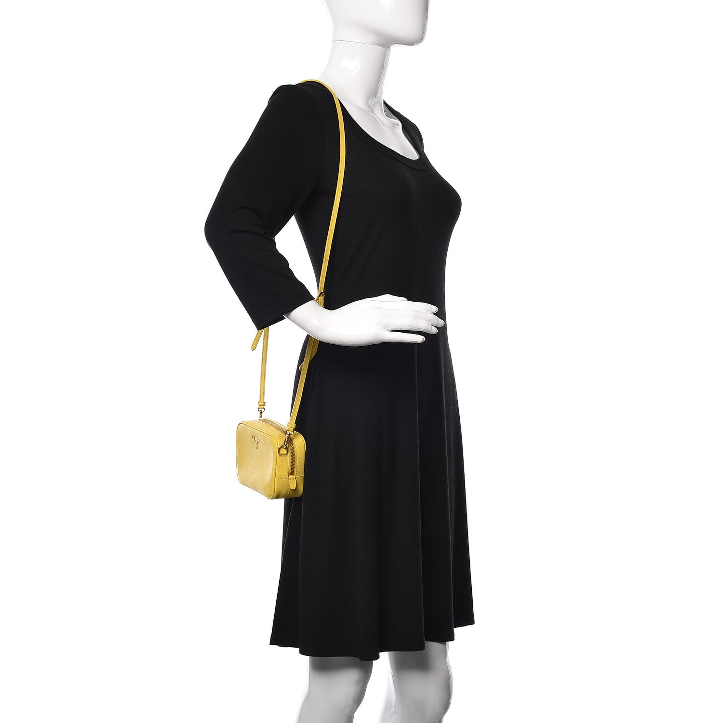 Saffiano Mini Camera Crossbody Bag Ocra