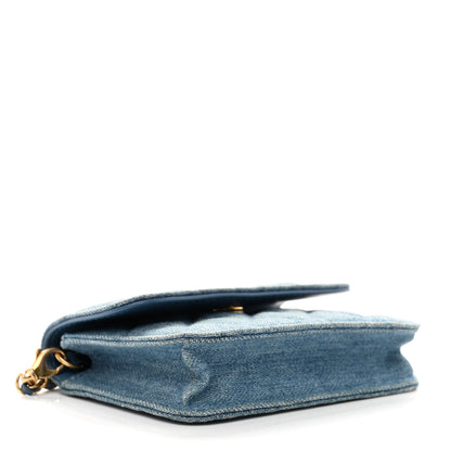 Chanel Denim Quilted CC Pearl Crush Clutch With Chain Blue 4 of 8