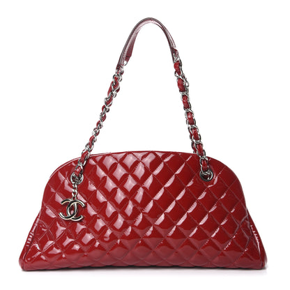 Chanel Patent Quilted Medium Just Mademoiselle Bowling Bag Red 1 of 14
