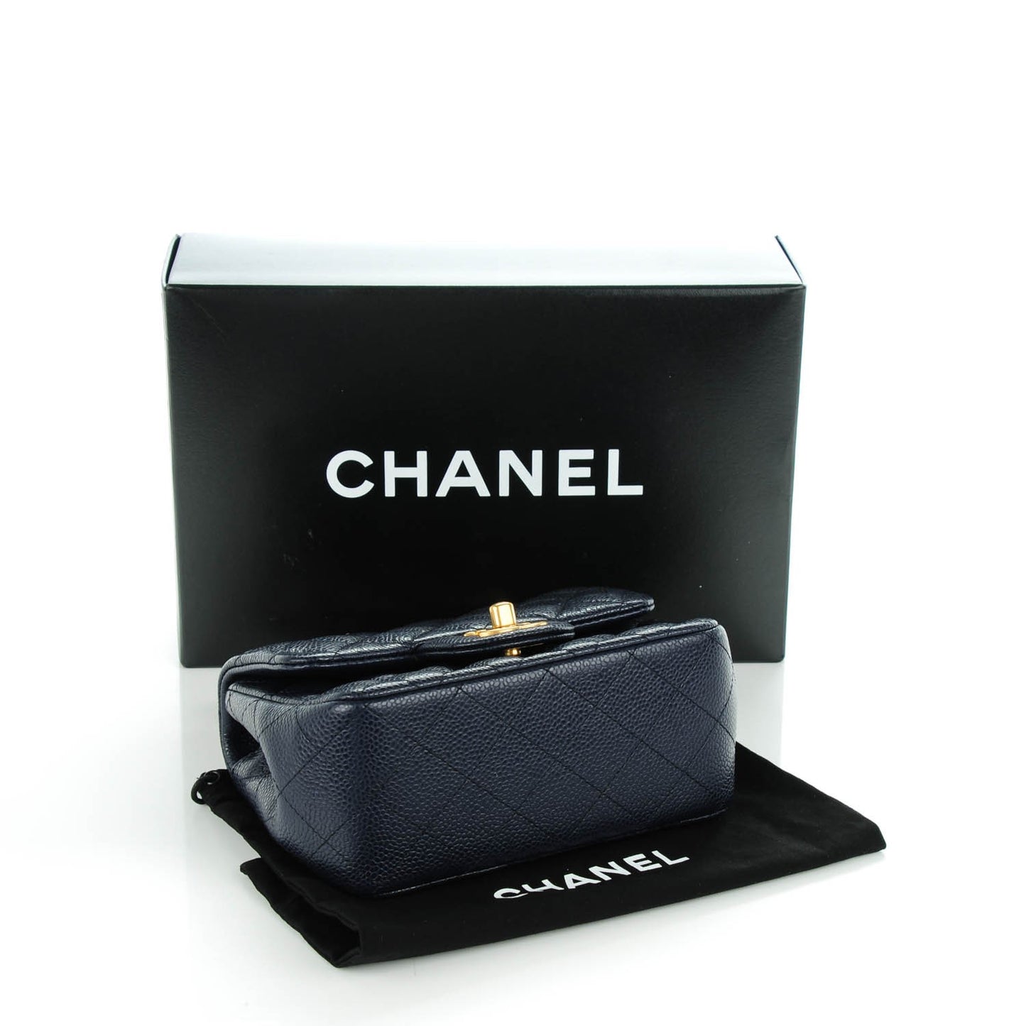 Caviar Quilted Mini Square Flap Navy