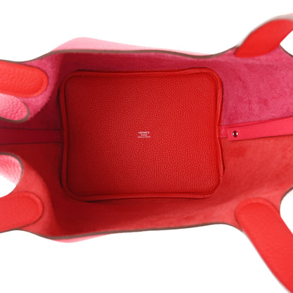 Hermes Taurillon Clemence Casaque Picotin Lock 22 MM Rose Extreme Rose Mexico Rouge De Coeur 5 of 11