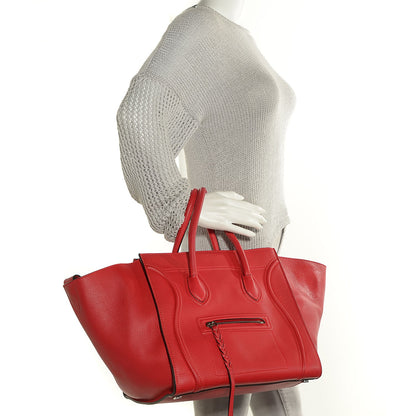 Celine Supple Calfskin Medium Phantom Luggage Vermillion 2 of 9