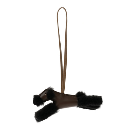 Hermes Milo Lambskin Shearling Budy Charm Black Chocolate Etoupe 1 of 4
