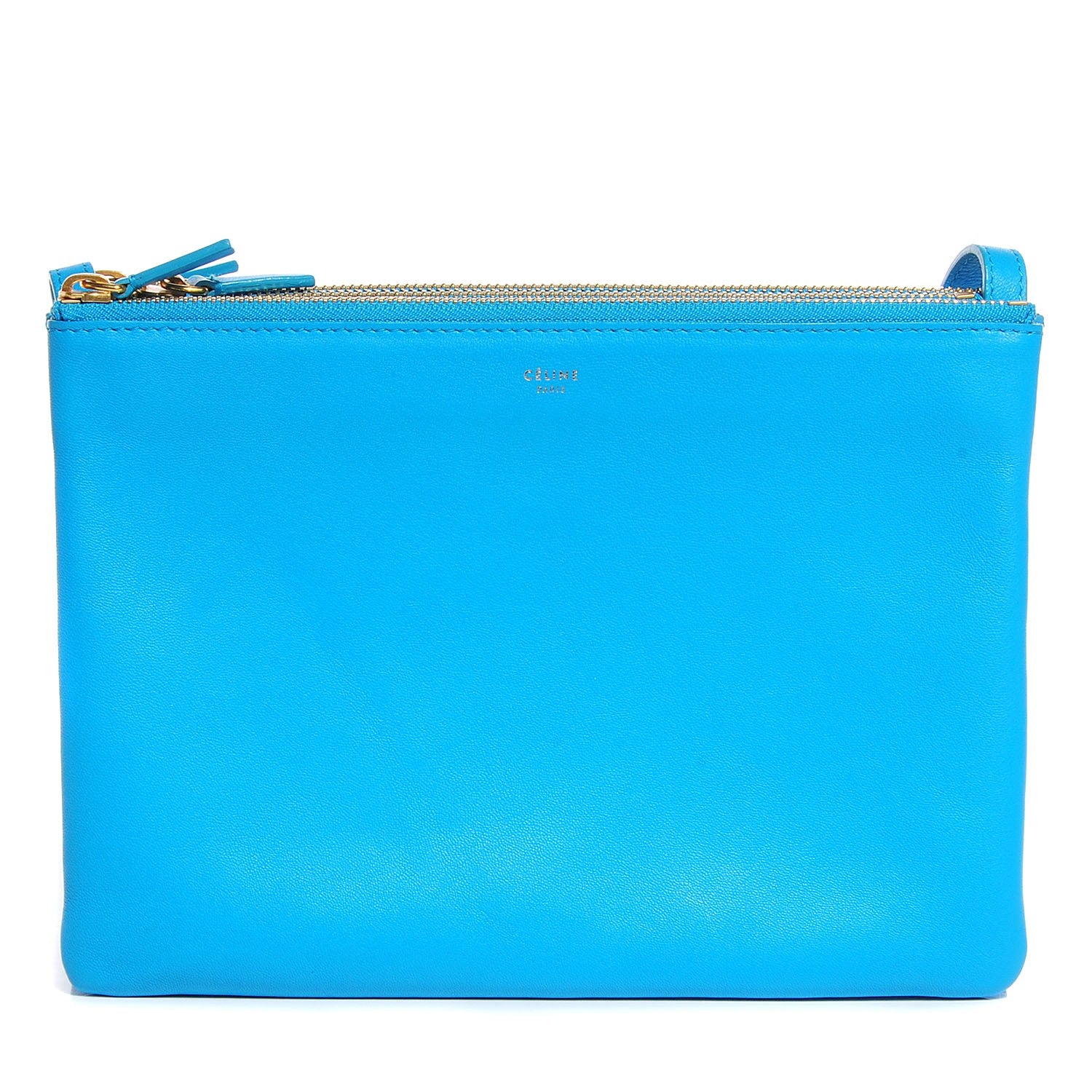 Celine Lambskin Large Trio Crossbody Bag Turquoise 1 of 8